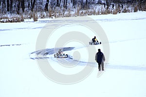 Competitions of Kart racing on the ice of river