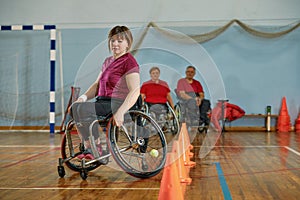 Competitions of the people in wheelchair at the sport holl