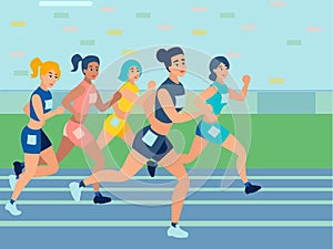 Competitions in running. Athletics. In minimalist style. Cartoon flat vector