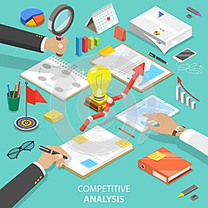 Competitive analysis flat isometric vector concept