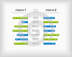 Competitive analysis vector template with colorful ribbons.