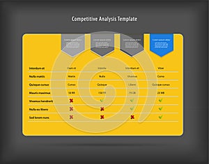 Competitive analysis vector template with colorful ribbons