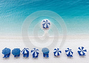 Competitive and business advantage concept as a group of sun umbrellas