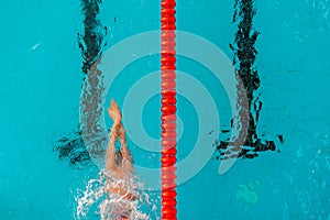 competitive swimming in the pool during training