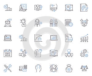 Competitor analysis line icons collection. Competition, Rivalry, Benchmarking, Performance, Market, Intelligence