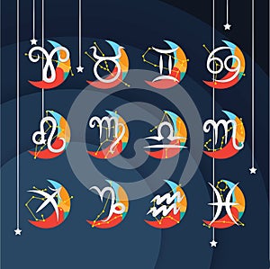 compilation of horoscope. Vector illustration decorative design
