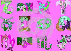 compilation of horoscope. Vector illustration decorative design