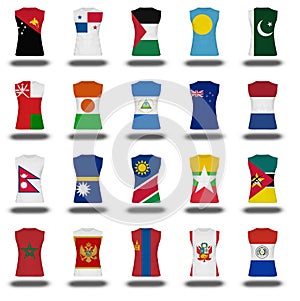 Compilation of nationals flag shirt icon on white background part 710