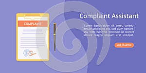 Complaint form assistant on clipboard web template