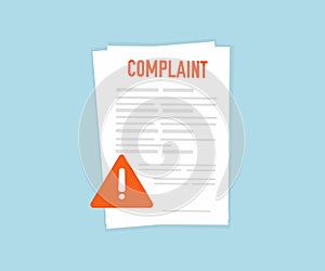 Complaint icon, complaint form logo design. Claim petition. Social survey result. Complaint, covey, report button concept.