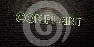 COMPLAINT -Realistic Neon Sign on Brick Wall background - 3D rendered royalty free stock image