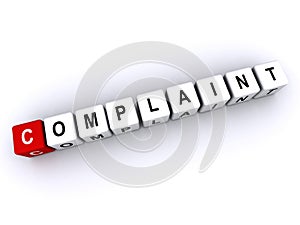 complaint word block on white photo