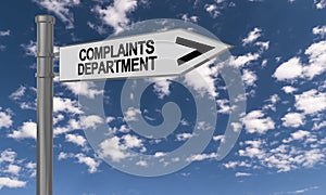 Complaints department traffic sign photo