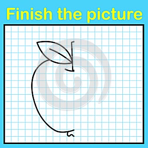 Complement the apple with a symmetrical picture and paint it. A simple drawing game for kids