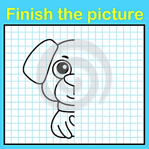 Complement the dog with a symmetrical picture and paint it. A simple drawing game for kids