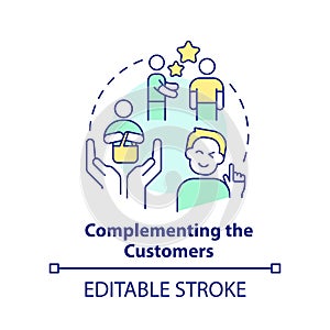 Complementing customers concept icon