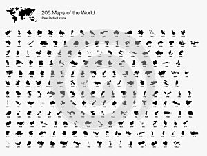 Complete Country Maps in the World Web Icons Set