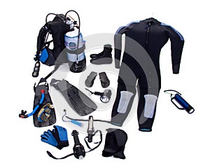 Complete diving equipment isolated