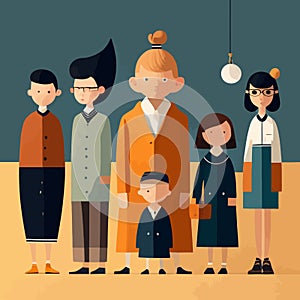 complete family illustration with uncle photo