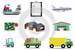 Complete logistic and transportation icon collecti