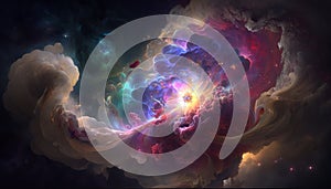 Complete madness. painting of the inconceivable and spectacular a scene. surreal mystical fantasy artwork. Generative AI photo