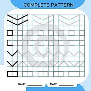 Complete pattern. Tracing Lines Activity For Early Years. Preschool worksheet for practicing fine motor skills. Tracing