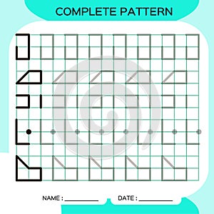 Complete pattern. Tracing Lines Activity For Early Years. Preschool worksheet for practicing fine motor skills. Tracing