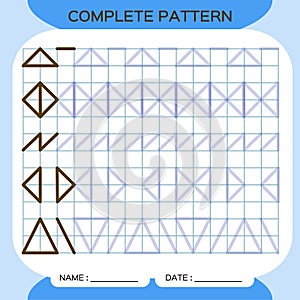 Complete pattern. Tracing Lines Activity For Early Years. Preschool worksheet for practicing fine motor skills. Tracing