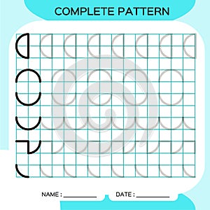 Complete pattern. Tracing Lines Activity For Early Years. Preschool worksheet for practicing fine motor skills. Tracing