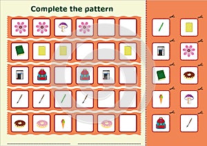 Complete the pattern, Worksheet for kids