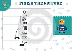 Complete the picture vector illustration. Finish and coloring game for preschool and school kids