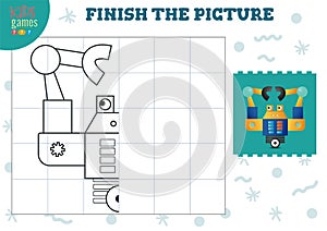 Complete the picture vector illustration. Finish and coloring game for preschool and school kids