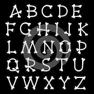 Complete set of alphabet letters shaped as bones