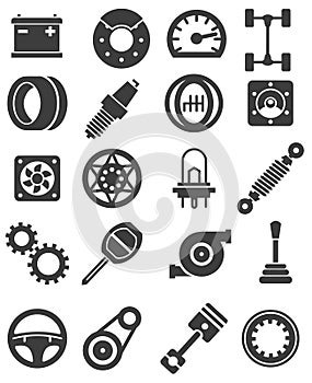 Complete set of Auto spare parts. Automobiles spare parts vector collection