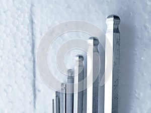 Complete set of hexagon spanner with white background