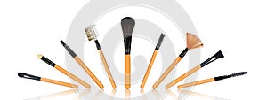 Complete set of makeup brushes