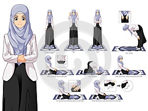 Complete Set of Muslim Woman Prayer Position Guide Step by Step