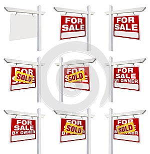 Complete Set of Real Estate Signs with For Sale, Sold, For Sale