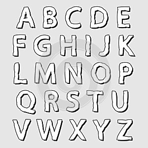 Complete set of white bloated alphabet letters