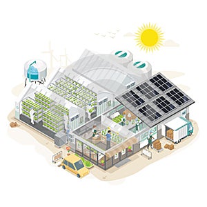 complete smart plant factory system farming isometric infographic