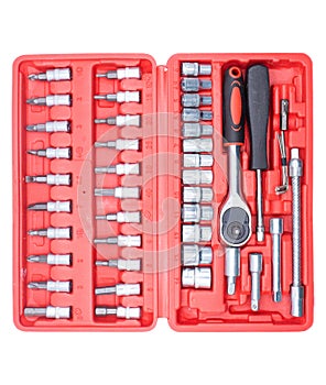 Complete Socket and Bit Set in Red Case