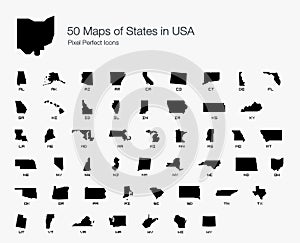 Complete USA States Map Pixel Perfect Icons