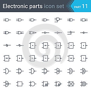 Electric and electronic circuit diagram symbols set of digital electronics, logic gate ansi system, british system, din system, n photo