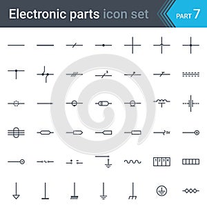 Electric and electronic circuit diagram symbols set of lines, wires, cables and electrical conductors photo