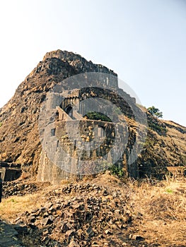 Complete View Of Lohagad Fort Structure and its surrounding Fortified walls (tatbandhi)