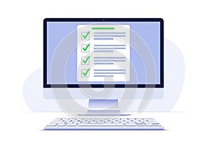 Completed task list on computer