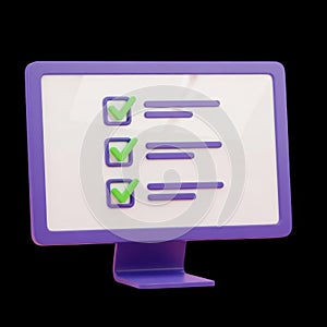 Completed task list on computer screen