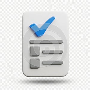 Completed task list isolated on transparent background