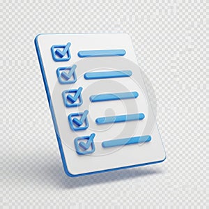 Completed task list isolated on transparent background