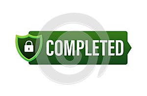 Completed tick, Checkmark stamp, sticker. Vector stock illustration.